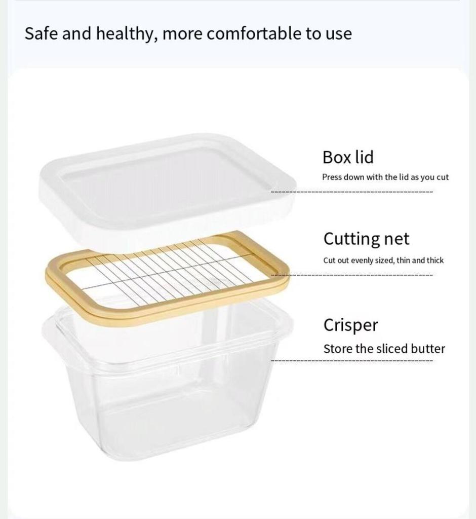 Cheese Food Storage Box Japanese Simple Butter Cutting Box Butter Cutter Refrigerator Crisper Storage Box with Lid Butter Box