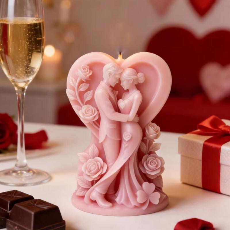 Candle Mould For Wedding Decorations Featuring 3D Loving Couple Figure In Food Grade Silicone