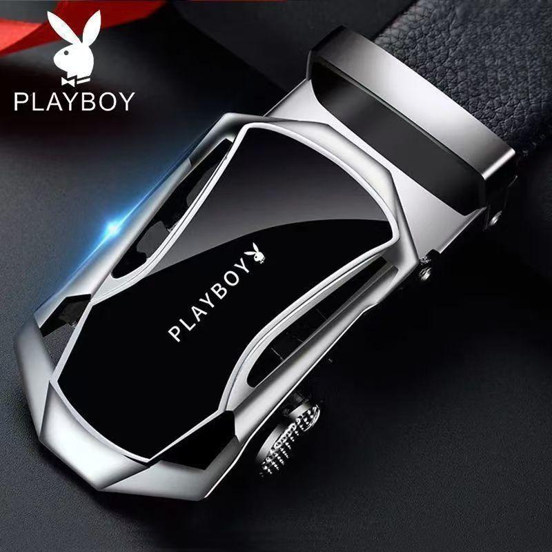 Playboy Men's Genuine Leather Automatic Buckle Belt - Business & Casual Fashion