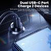 TOOCKI TQ-CC34B Car Charger Dual USB-C 45W Fast Charging Adapter with Pull Ring