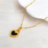 Double-Sided Black Peach Heart Necklace - Women's Niche Design, Light Luxury, 2022 Titanium Steel, Black & White Clavicle Chain.