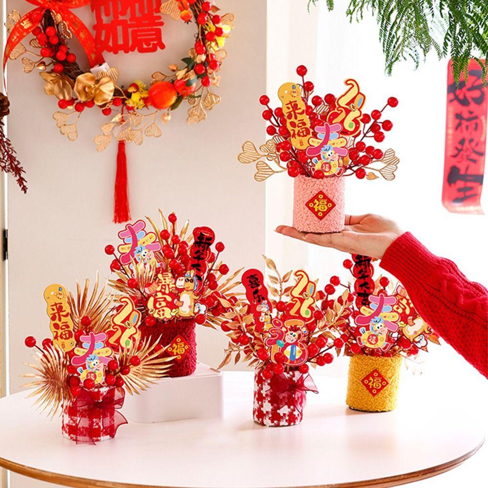 Simulated New Year DIY Material Bag Creative Blessing Flower Bucket Spring Festival Supplies