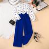 Girls Clothing Formal Clothes Printed Long Sleeved Shirt and Pants Suit Fashion Sets