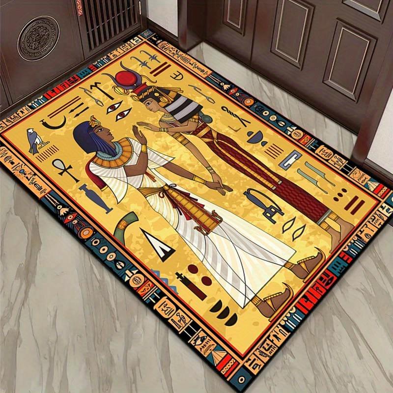 Ancient Egyptian Design Rug Featuring Pharaohs for Unique Living Room Décor | Historical Art Carpet | Cultural Home Furnishings