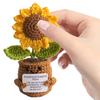 Handmade Crochet Sunflower with Card Positive Knitted Flower Inspirational Cheer Up Crochet Orange Tree Creative for Desktop