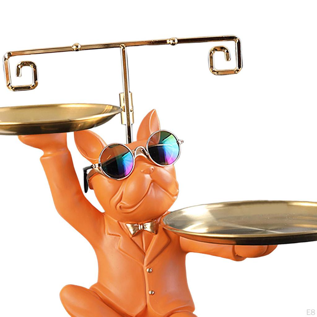 Socha Klíčenka Umělecké dílo Lehká Dekorativní Pryskyřice Úložné Středové dílo Socha psa s podnosem