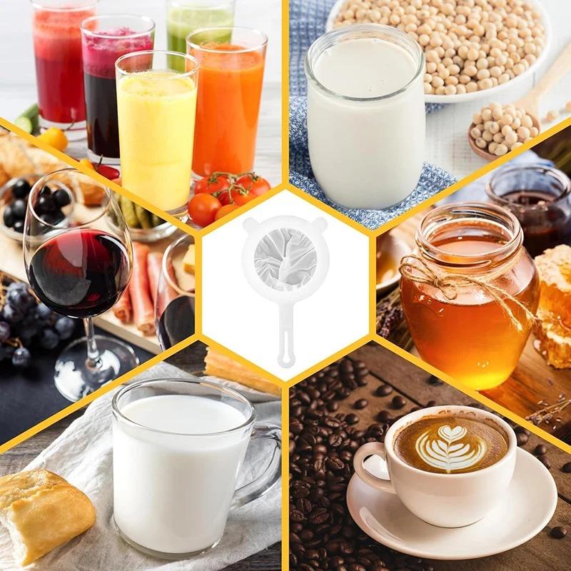 200 Mesh 400 Mesh Kitchen Filter Fine Mesh Strainer Sieve Nylon Filter Spoon Plastic Soy Milk Juice Yogurt Food Strainer Kitchen Utensils