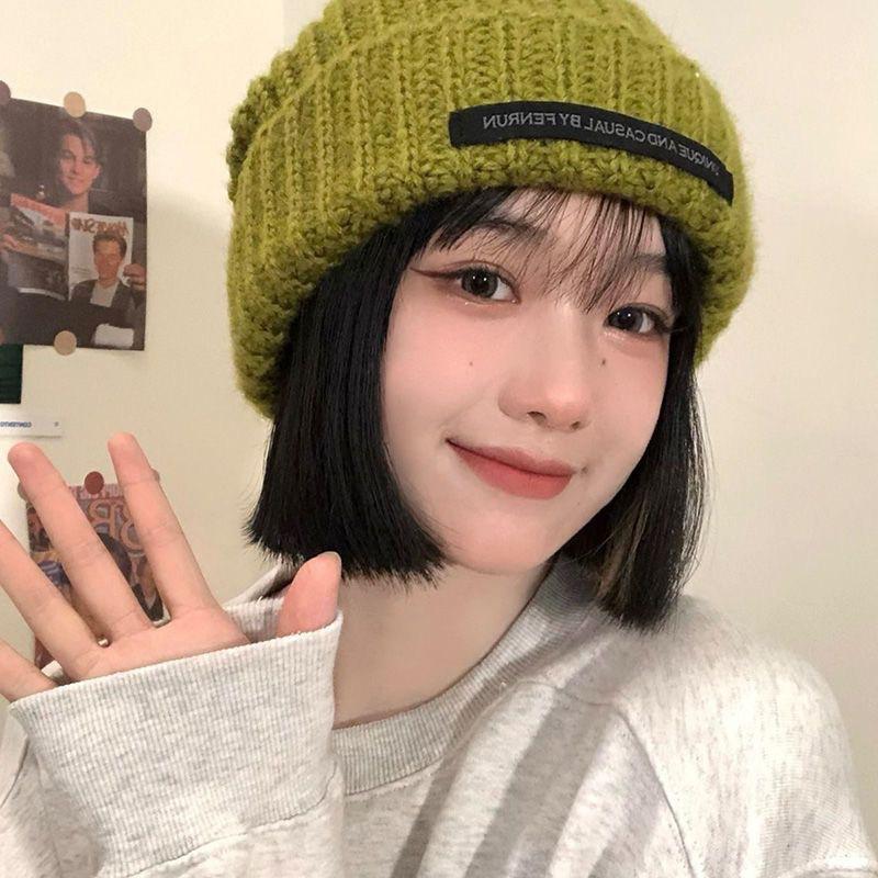A autumn and winter hat women's big head circumference shows a small face versatile fashion wool hat loose warm knitted hat
