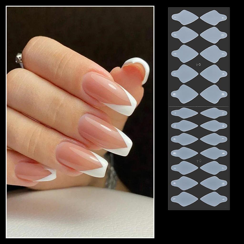 24Pcs Nail Forms Mould Sticker Silicone French Manicure Stickers for Nail Mold Gel Extension Building Nail Forms Mould
