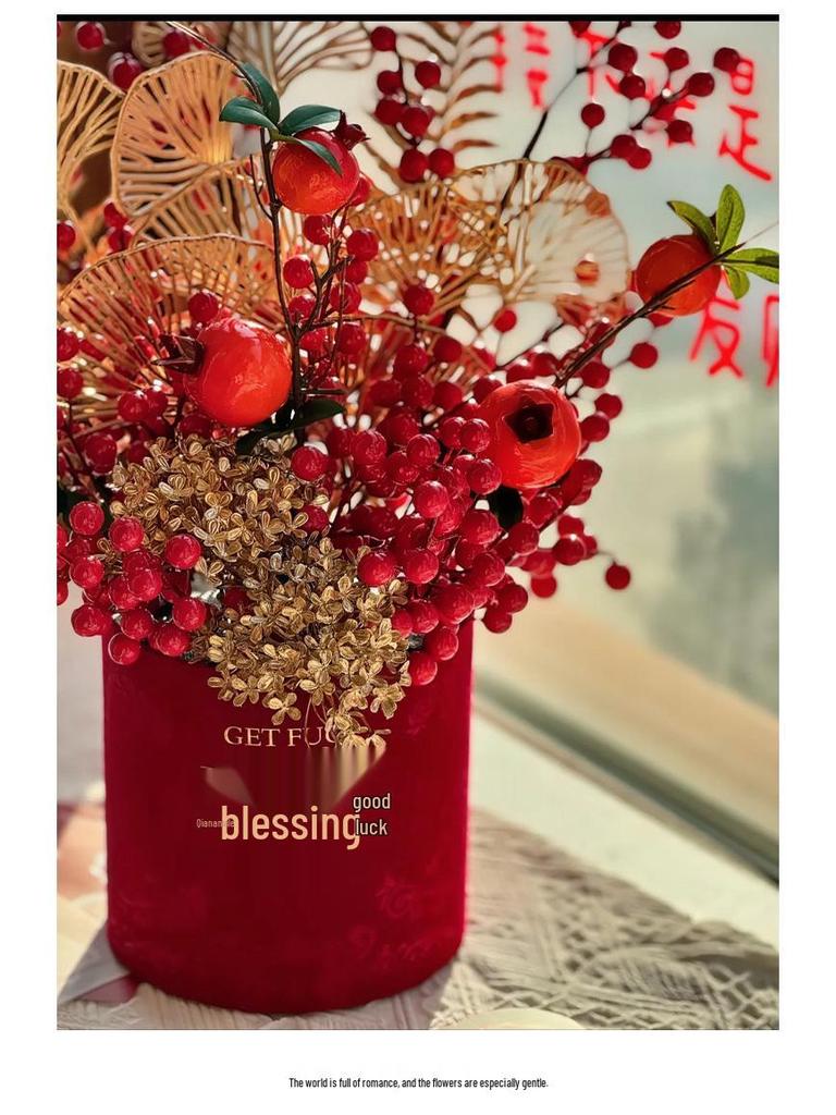 Chinese New Year Prosperity Fruit Ornament - Snake Year Fortune Bucket for Home Decor, Spring Festival Atmosphere in Entrance Hall & Living Room