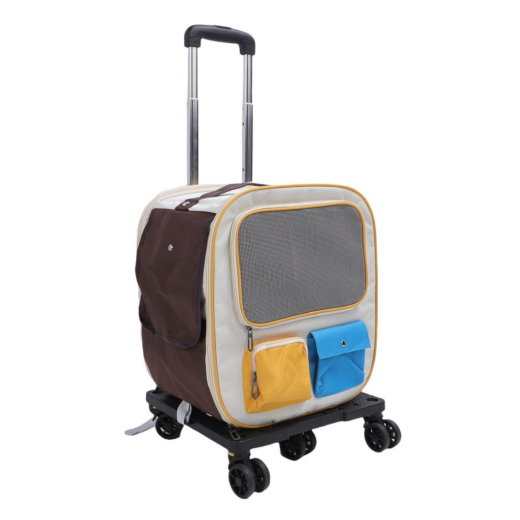 Pet Carrier Backpack with Wheels 2 in 1 Breathable Window Large Capacity Portable Rolling Cat Dog Carrier Bag for Travel