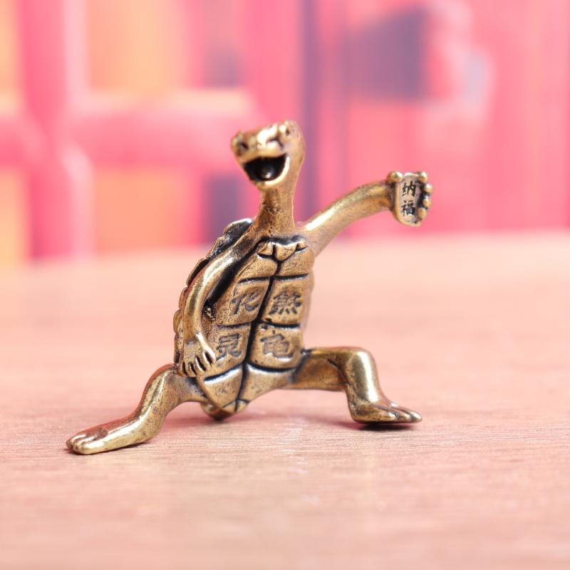 Mini Metal Turtle Shape Copper Ornament Decorative Craft Lucky Desktop Ornaments Longevity Animal Turtle Figurines
