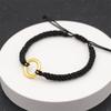 Handmade Braided Corn Knot Bracelet with Beaded Peace Buckle - Unisex Red Rope Design for Couples