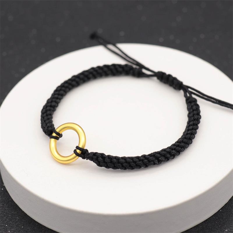 Handmade Braided Corn Knot Bracelet with Beaded Peace Buckle - Unisex Red Rope Design for Couples