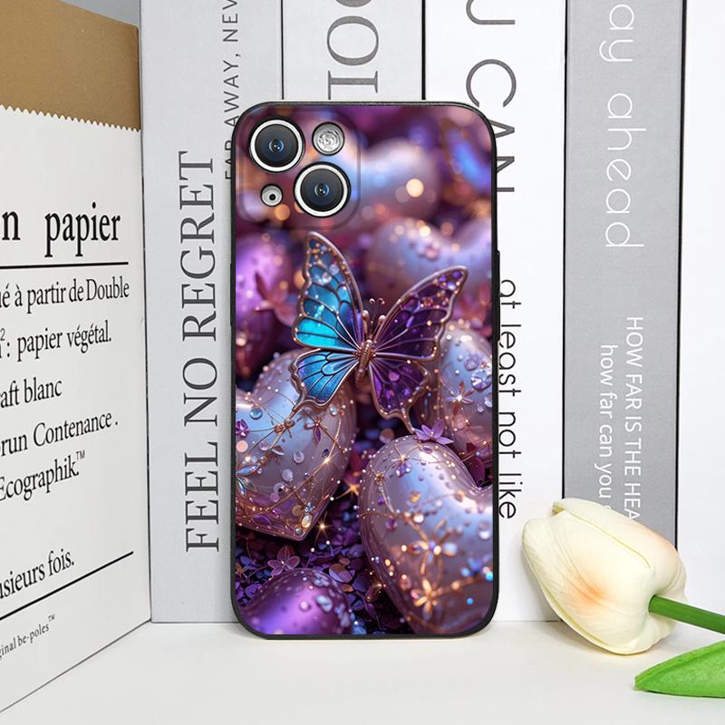 

Luxury Art Butterfly Flower Pattern Phone Case for IPhone 17 16 12 11 14 Plus 13 15 Pro Max Mini X XS XR Shockproof Soft Covers iPhone 15 Pro Max