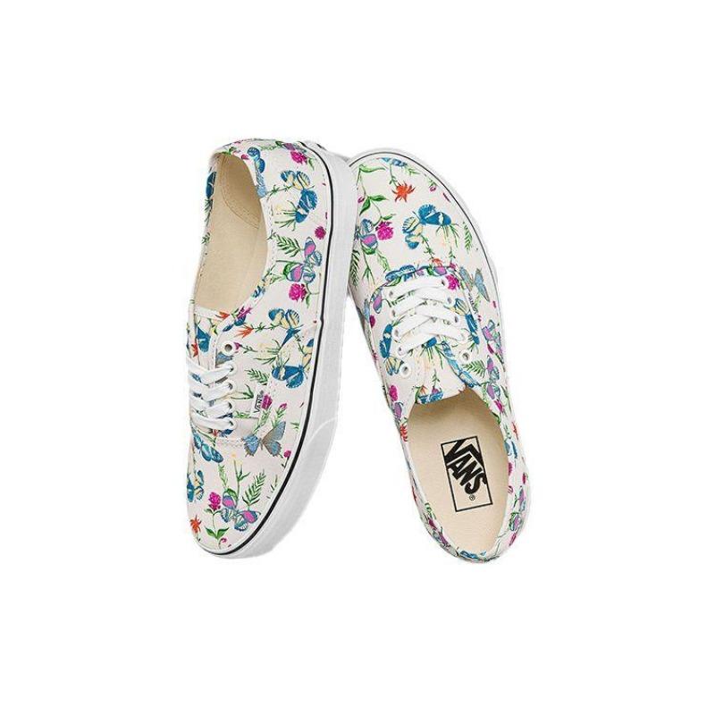 Vans Authentic unisex low-top skate shoes white with butterfly and floral print VN0A5HZSUC0