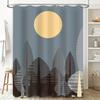 Modern Shower Curtain with Moon Tree Print Water Resistant Bath Decor for Kids Room Customizable Size (Blue)