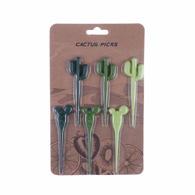 6Pcs/Pack Cactus Fruit Forks Dessert Forks Toothpick Kids Tableware Food Picks