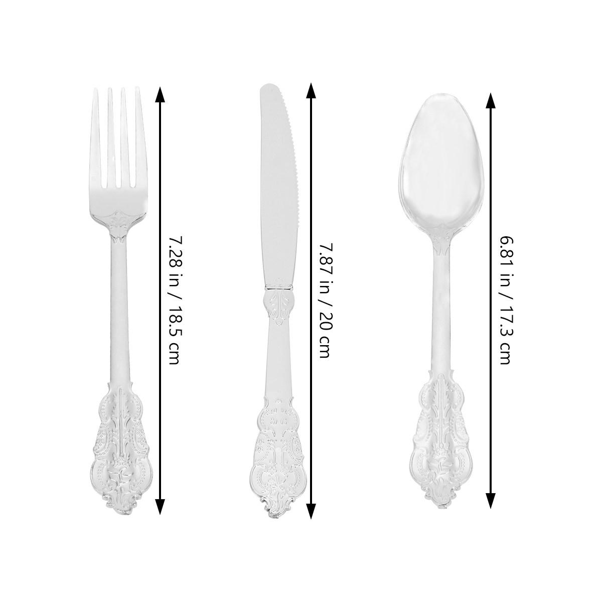 

12Pcs Heavy Duty Disposable Cutlery Set Premium Plastic Knives Forks Spoons Safe Healthy Tableware for Parties Family Events серебряный
