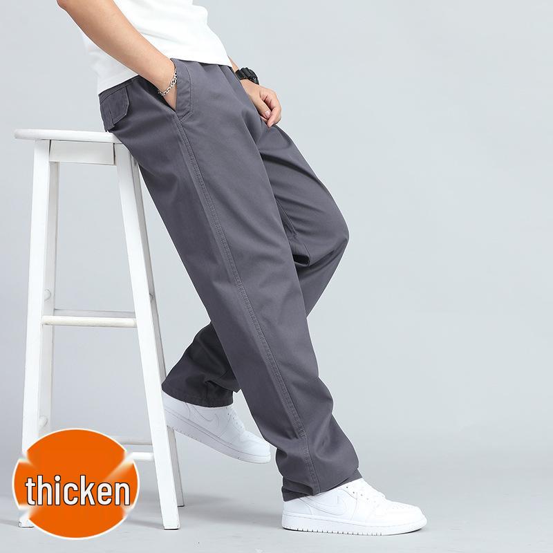 Men's Loose Fit Cotton Casual Pants with Multiple Pockets - Plus Size, Straight Leg, Ideal for Spring/Summer.
