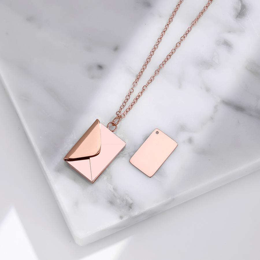Personalized Stainless Steel Cross Envelope Pendant Necklace for Couples