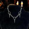 Hip Hop Trends Rivet Pendant Tassel O-ring Choker Necklace for Women Men Sliver Color Alternative Punk Gothic Party Jewelry Gift