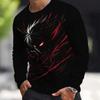 Men's casual long-sleeved T-shirt, 3D printed letter pattern, soft and comfortable, street fashion