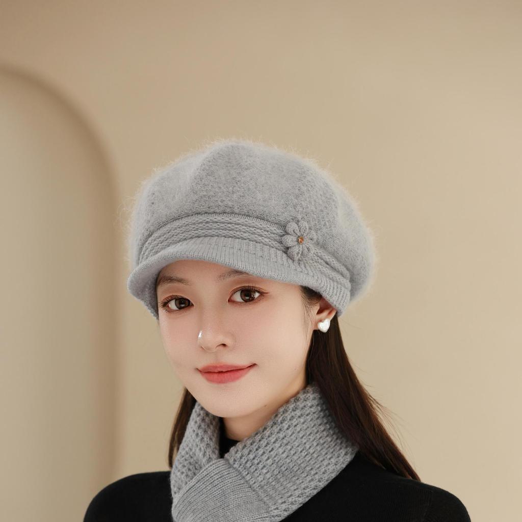 New Rabbit Fur Hat Women's Knitted Wool Hat In The Elderly Warm Fleece Hat Cold Hat