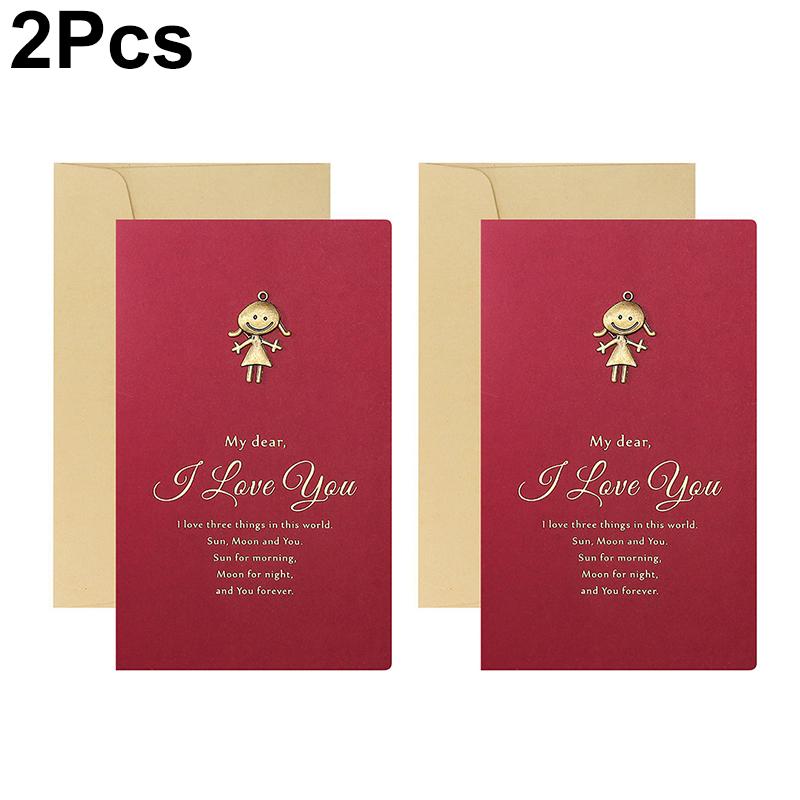 

2 шт. мультяшный узор для благословения подарочные принадлежности для вечеринок винтажная поздравительная открытка ко Дню святого Валентина крафт-бумага валентинки 2pcs