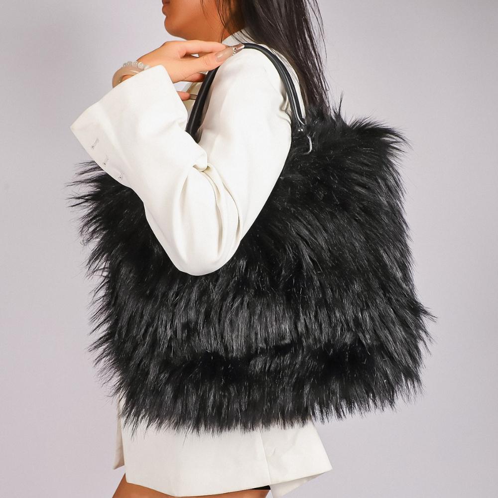 Popular Imitation Fur Plush Women's Handbags Soft Portable Ladies Tote Bag Light Luxury Niche Simple Versatile One Shoulder Bag for Mother's Day Gifts