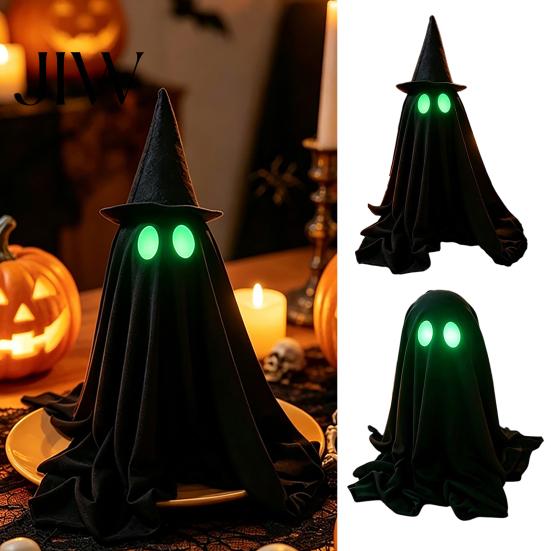 Spooky Party Decorations for Festival Halloween Ghost Decoration, Glow in The Dark Standing Ghost, Realistic Decor Small Black Fabric Tabletop,