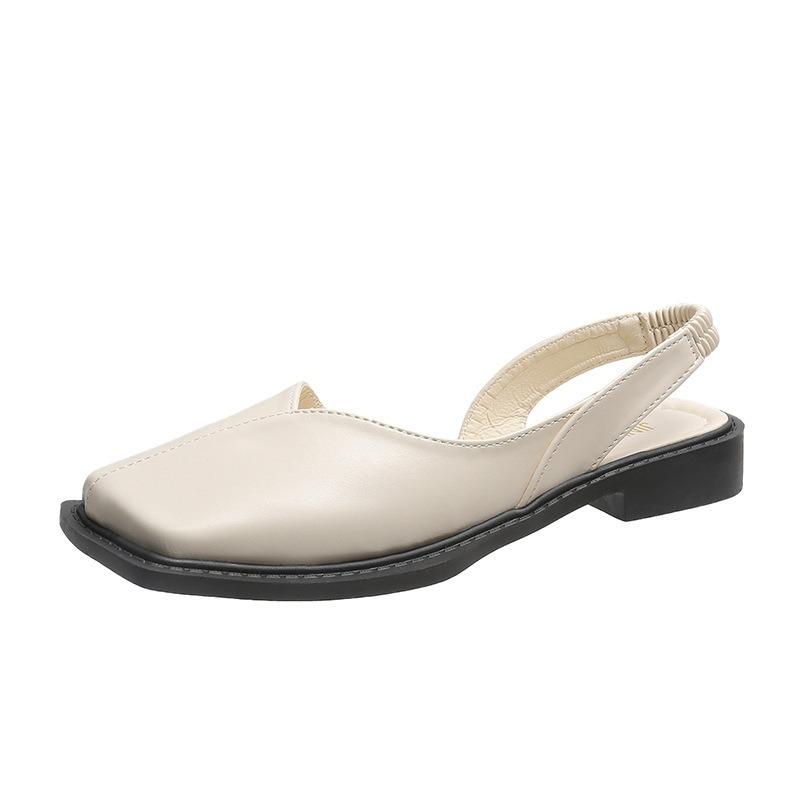 Women's Low Heel Square Toe Sandals, Closed Toe with Side and Back Cutout Casual Daily Footwear