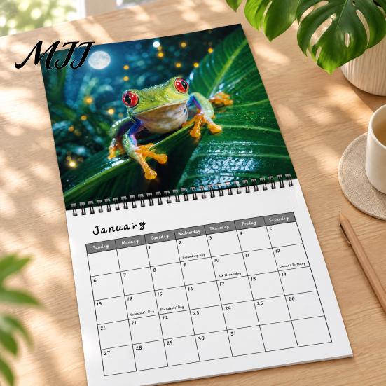 Süßer Frosch Fotografie Kalender Lustige Frösche 2027 Wandkalender, 12 Monate Humorvoll Zum Aufhängen für Zuhause Büro, Jan. - Dez. Tierplaner Natur