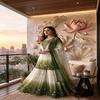 Gradient Dip-Dye Silk Short Tunic with High-Flare Sharara and Embroidered Dupatta