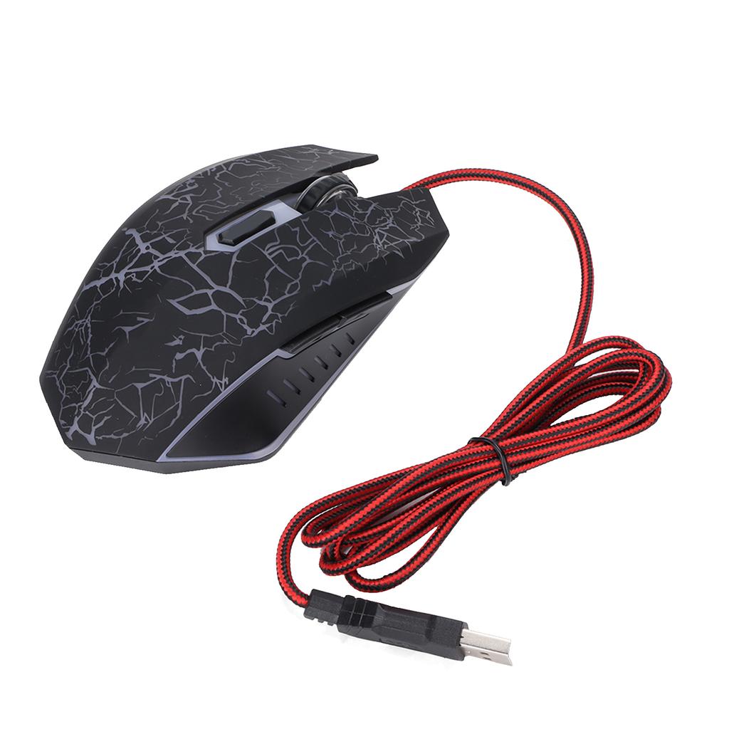 Kabelmaus Schwarz Crack USB-Anschluss Gaming Beleuchtung Einstellbar Computerzubehör