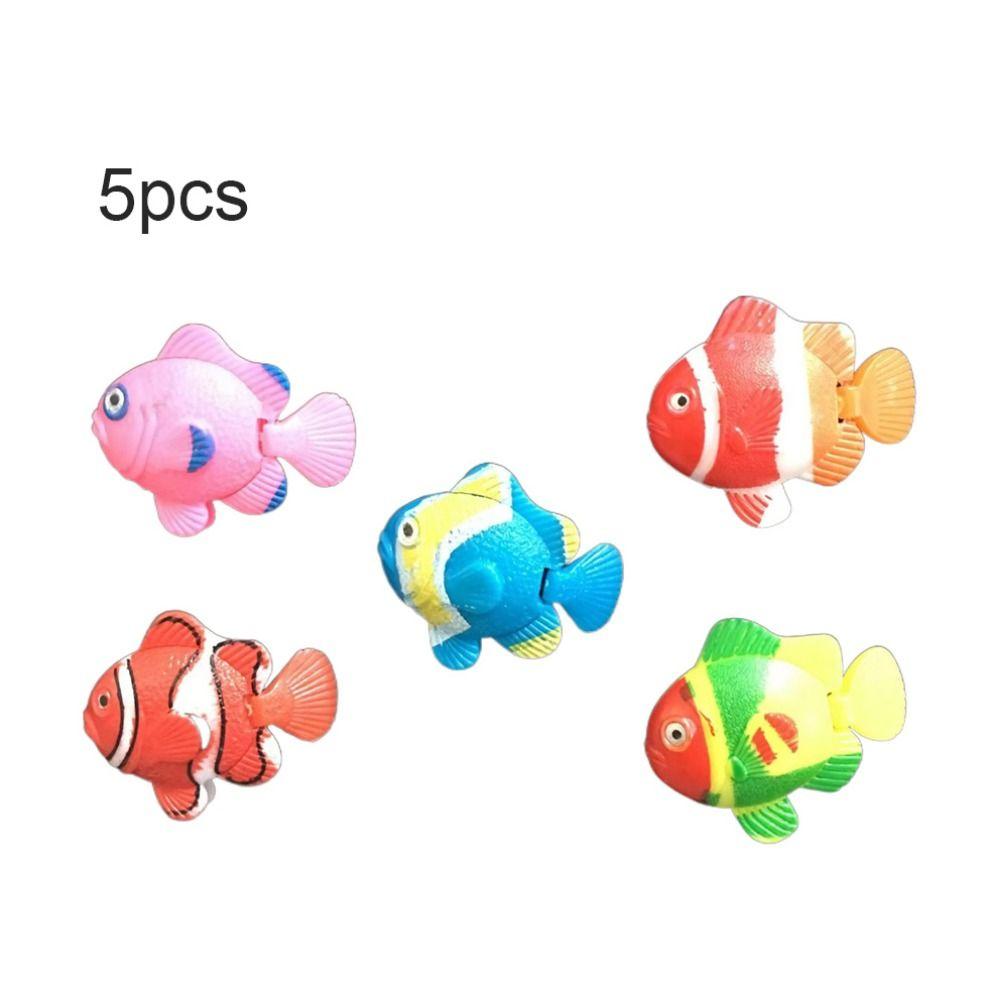 5pcs Decorative Artificial Clownfish Plastic Simulation Floating Fishes Random Color Simulation Ocean Tropical Fish