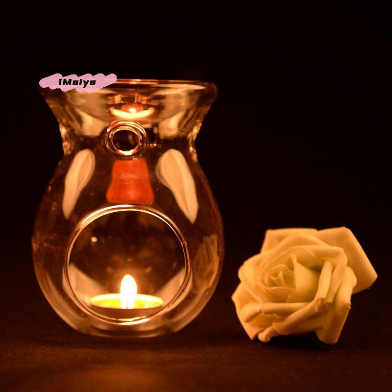 M-Nordic Home Decor Glass Candle Heat Resistant Oil Furnace Aroma Burner Holder Candlestick Vase Romantic Wedding Decoration