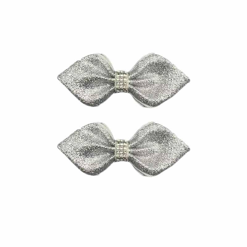 Mini Glitter Bow Rhinestone Hair Clip In European and American Style