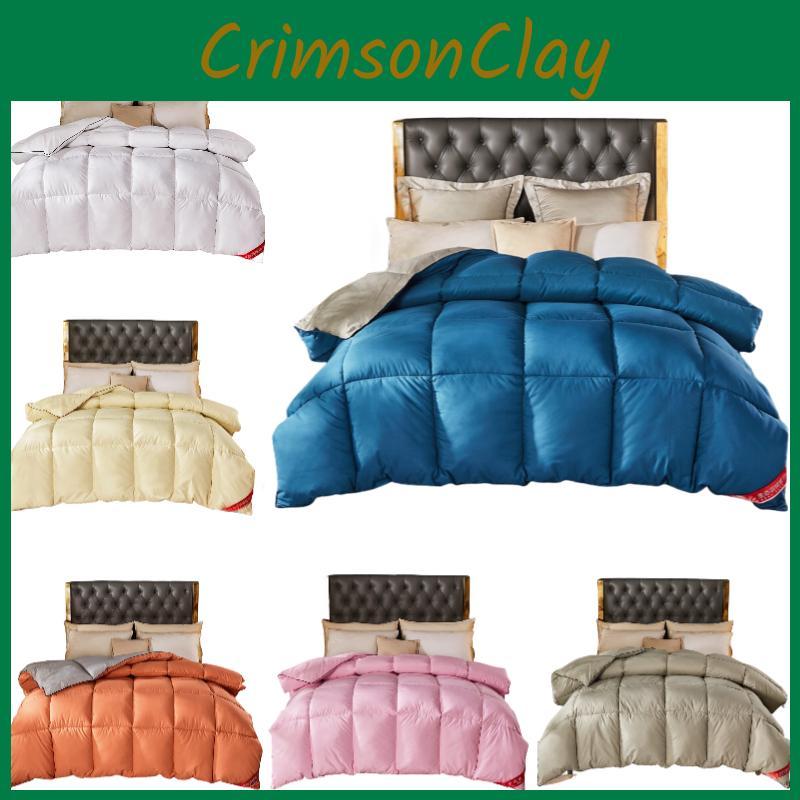 Duvet Color Solid Thickened Warm Goose Down Filling Quilt Natural Winter Blanket