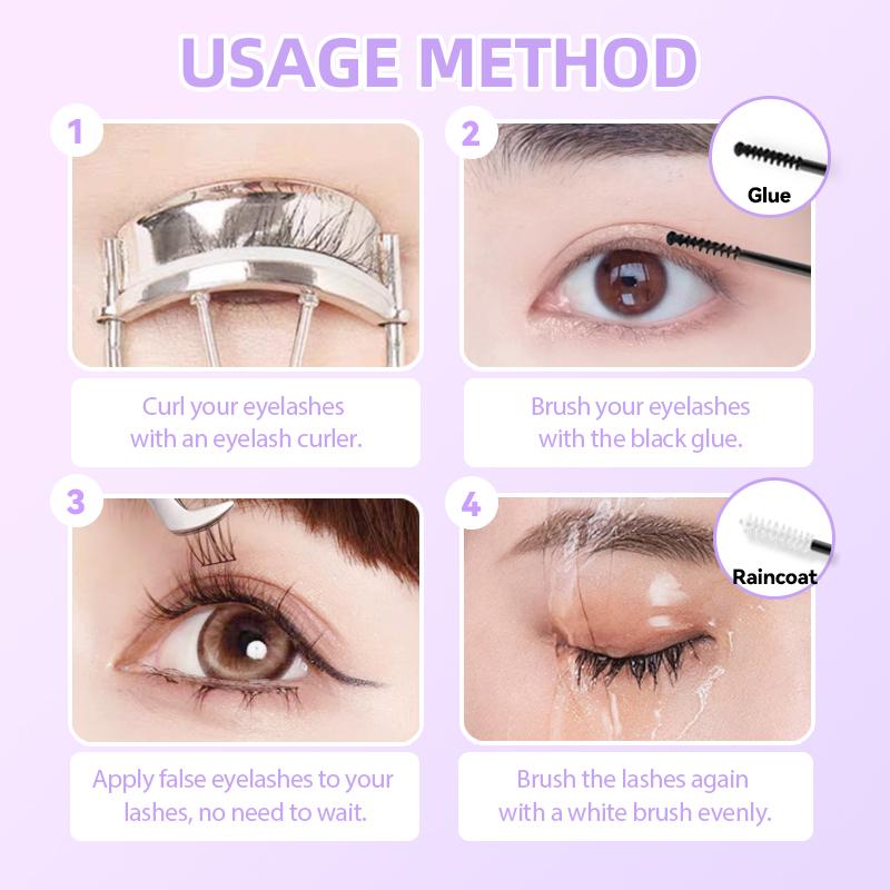 Set für falsche Wimpernkleber, doppelseitiges Design, Bond&Seal, schnelltrocknend, langanhaltend, natürlich