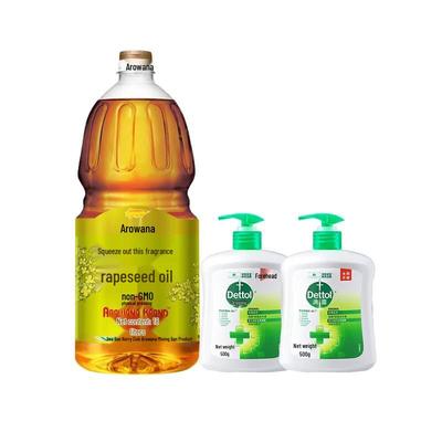 Dettol Classic Pine Hand Wash (2x500g) & Arowana Rapeseed Oil (1.8L) Bundle