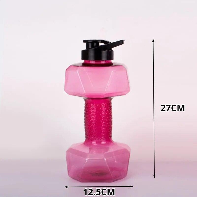 1ks 1500ml vysokokapacitní plastová přenosná láhev na vodu ve tvaru činky Kreativní fitness činky sportovní láhev