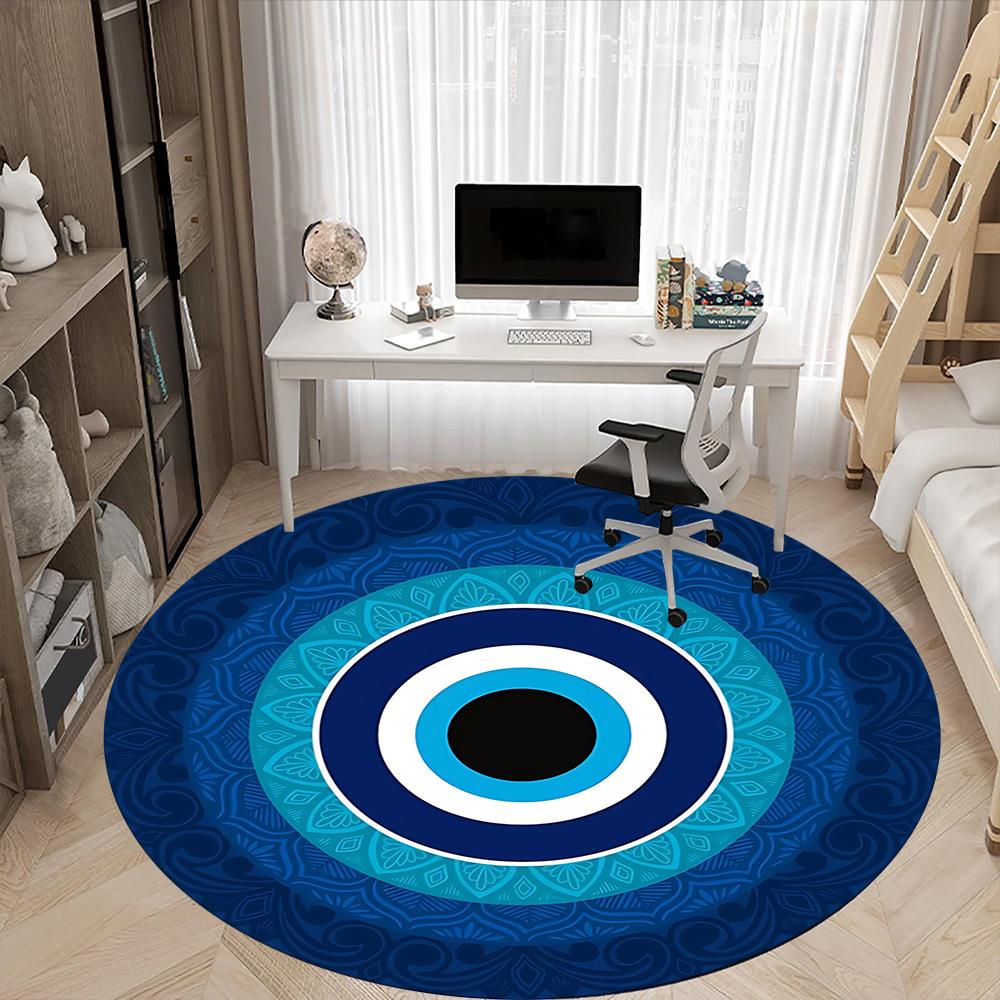 1 Stück Blaue Nazar-Dekoration Stuhlteppich für das Büro, Weiche bequeme Matte für Büro, Wohnzimmer, Schlafzimmer, Maschinenwaschbarer Teppich yy251112098