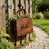 Mini Flower Box Handbag Planter Rustic Metal Purse with Curved Handle Double-Sided Hello Vintage Iron Pot Welcome Design Farmhouse Garden Decor for