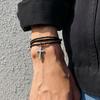 Layered Braided Statement Bracelet for Men Fashion Personality Black Cuff Ethnic Jewelry