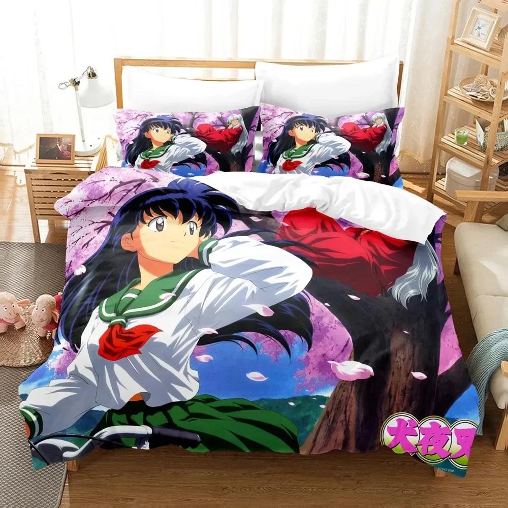 3D Lnuyasha Bedding Set Printed Bed Set With Pillowcase Duvet Cover Soft Queen King Size Bedclothes Home Bedclothes Bed Linen