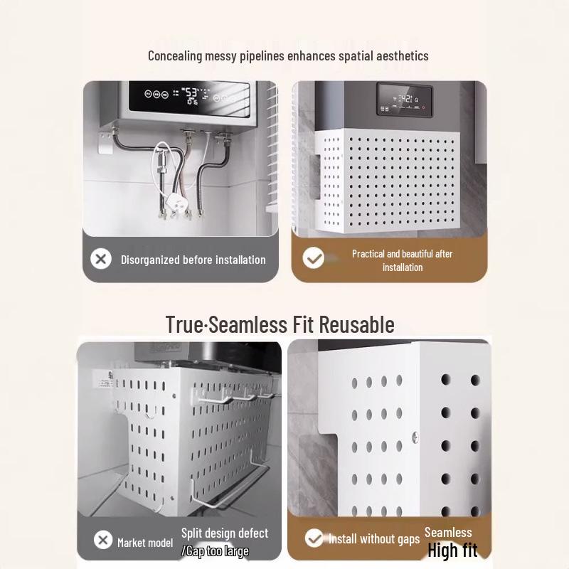 Gas Water Heater Cover & Kitchen Wall-Mounted Storage Shelf