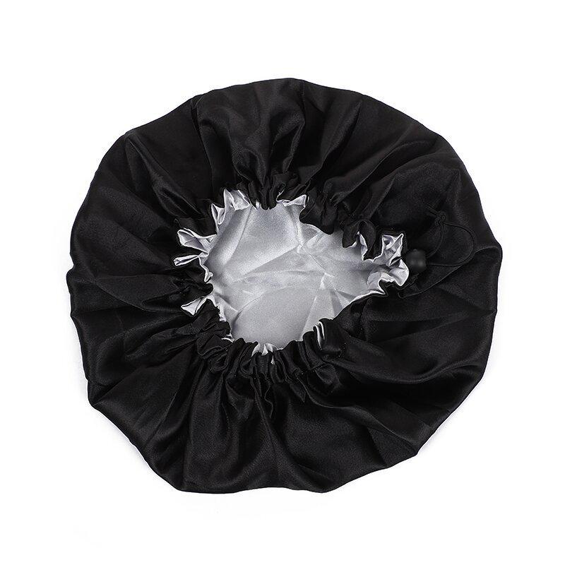 European & American Double-Layer Satin Adjustable Sleeping Cap