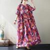 Short Sleeve Plus Size Cotton Vintage Floral New In Dresses for Women Casual Loose Long Summer Dress