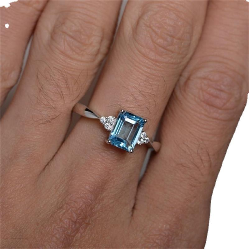 Yunmiao Colorful Square Stone Diamond Gemstone Ring